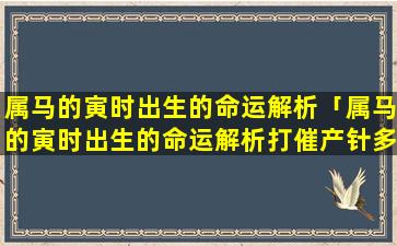 属马的寅时出生的命运解析「属马的寅时出生的命运解析打催产针多 🐝 久才会生」